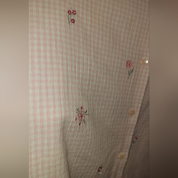 Retro Grandma Chic Pink and White Striped Button Down Top Shirt Plus Size 18W - Picture 3 of 9